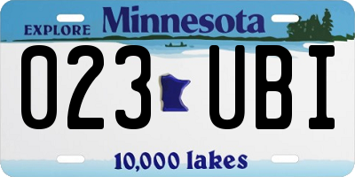 MN license plate 023UBI