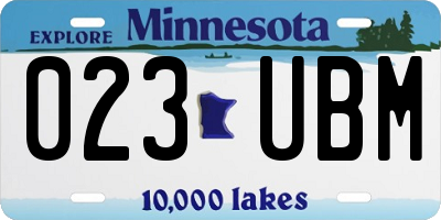 MN license plate 023UBM