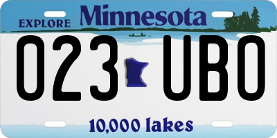 MN license plate 023UBO