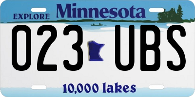 MN license plate 023UBS