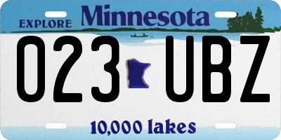 MN license plate 023UBZ