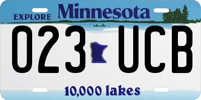 MN license plate 023UCB