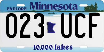 MN license plate 023UCF