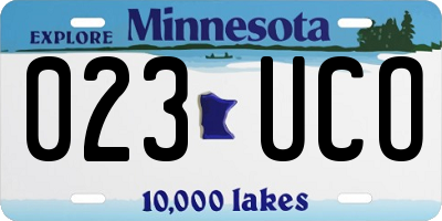 MN license plate 023UCO