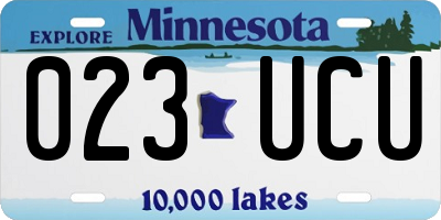 MN license plate 023UCU