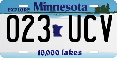 MN license plate 023UCV