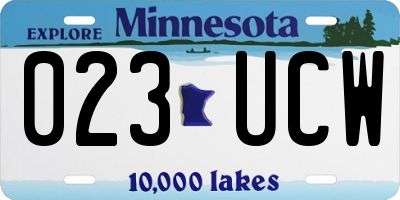 MN license plate 023UCW