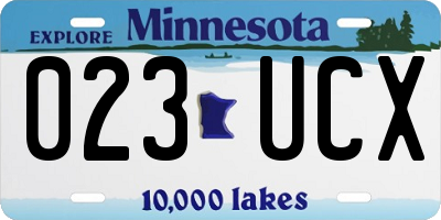 MN license plate 023UCX