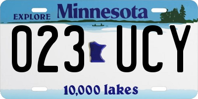MN license plate 023UCY