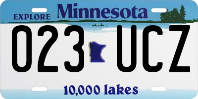 MN license plate 023UCZ
