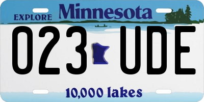 MN license plate 023UDE