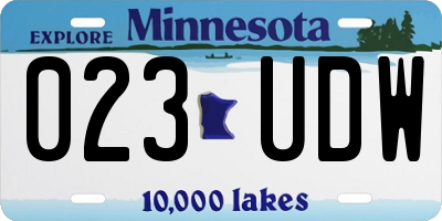 MN license plate 023UDW