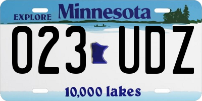 MN license plate 023UDZ