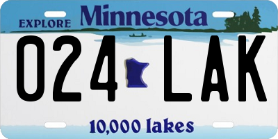 MN license plate 024LAK