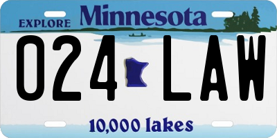 MN license plate 024LAW