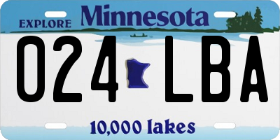 MN license plate 024LBA