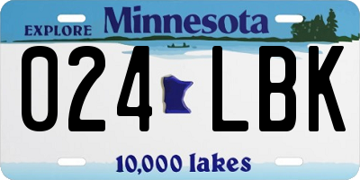 MN license plate 024LBK