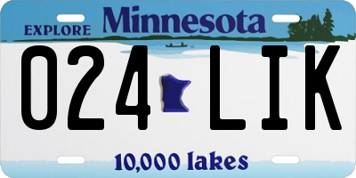 MN license plate 024LIK