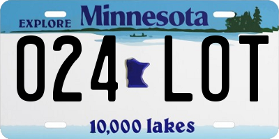 MN license plate 024LOT