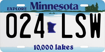 MN license plate 024LSW
