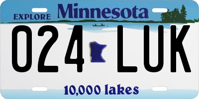MN license plate 024LUK