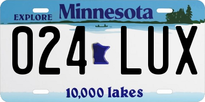 MN license plate 024LUX