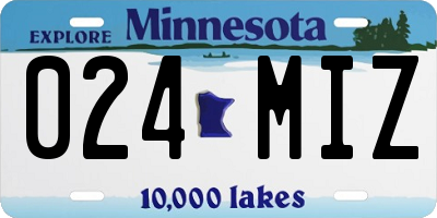 MN license plate 024MIZ