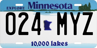 MN license plate 024MYZ