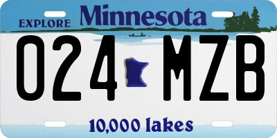 MN license plate 024MZB