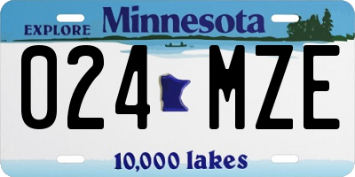 MN license plate 024MZE