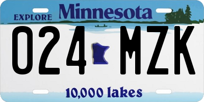 MN license plate 024MZK