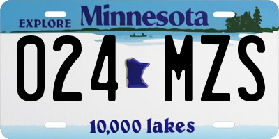 MN license plate 024MZS