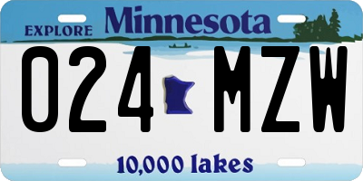 MN license plate 024MZW