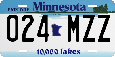 MN license plate 024MZZ
