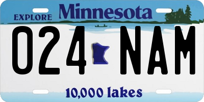 MN license plate 024NAM