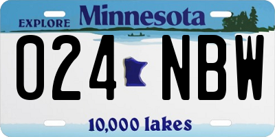 MN license plate 024NBW