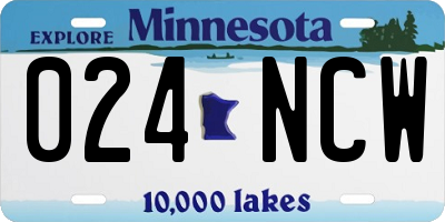 MN license plate 024NCW