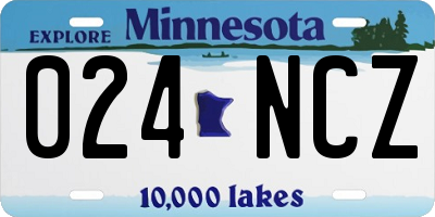 MN license plate 024NCZ