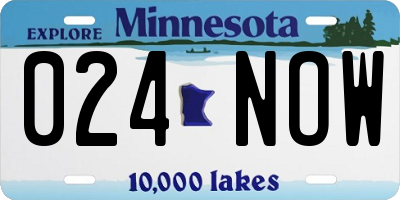 MN license plate 024NOW