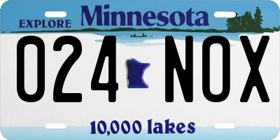 MN license plate 024NOX
