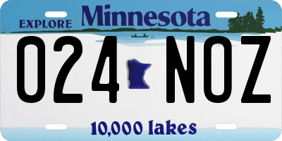 MN license plate 024NOZ
