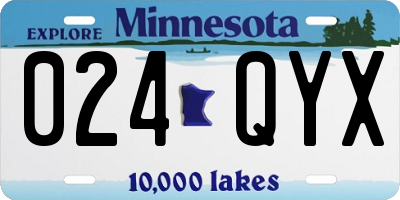 MN license plate 024QYX