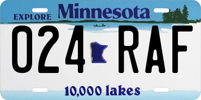 MN license plate 024RAF