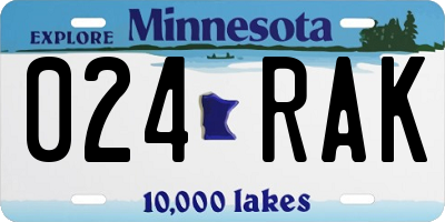 MN license plate 024RAK