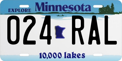 MN license plate 024RAL