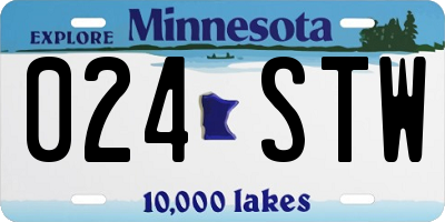 MN license plate 024STW