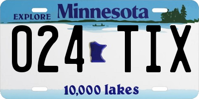 MN license plate 024TIX
