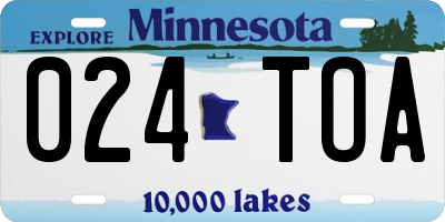 MN license plate 024TOA