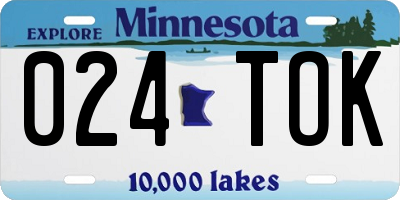 MN license plate 024TOK
