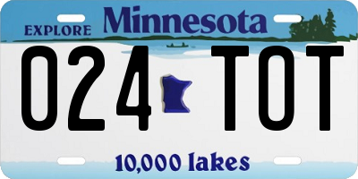 MN license plate 024TOT